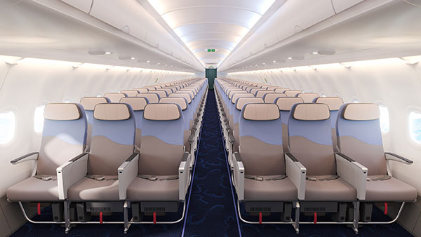 China Airlines' Airbus A321neo economy cabin