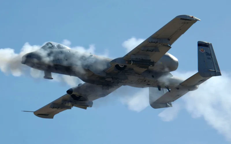 A 10 warthog firing its gun