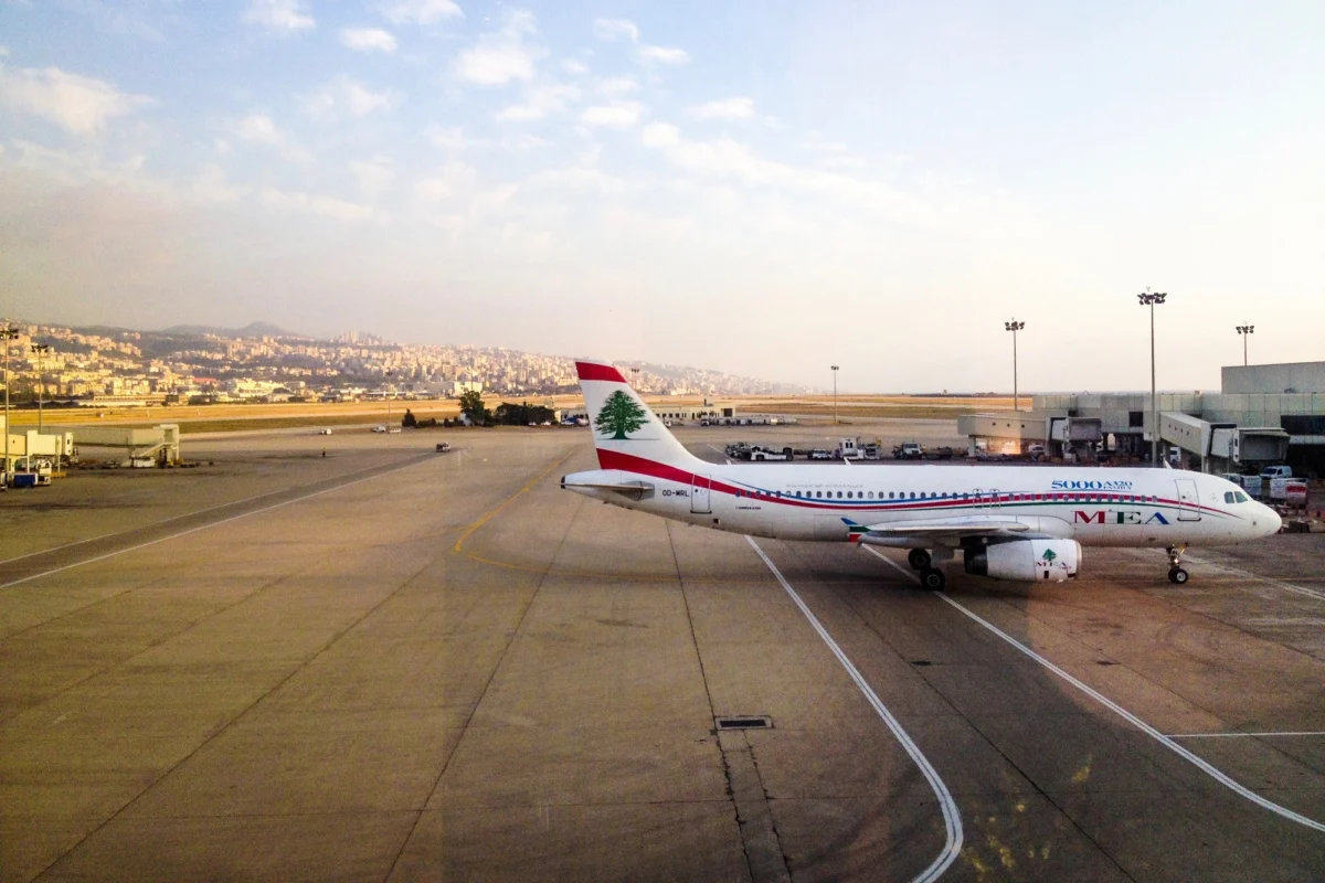 MEA aircraft at Beirut Rafic Hariri International Airport in Lebanon MEA aircraft at Beirut Rafic Hariri International Airport in Lebanon