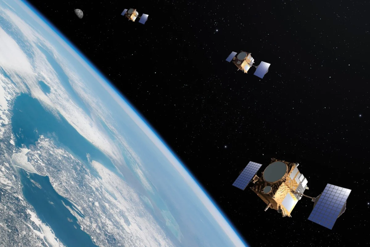 Satellite constellation orbiting Earth Satellite constellation orbiting Earth