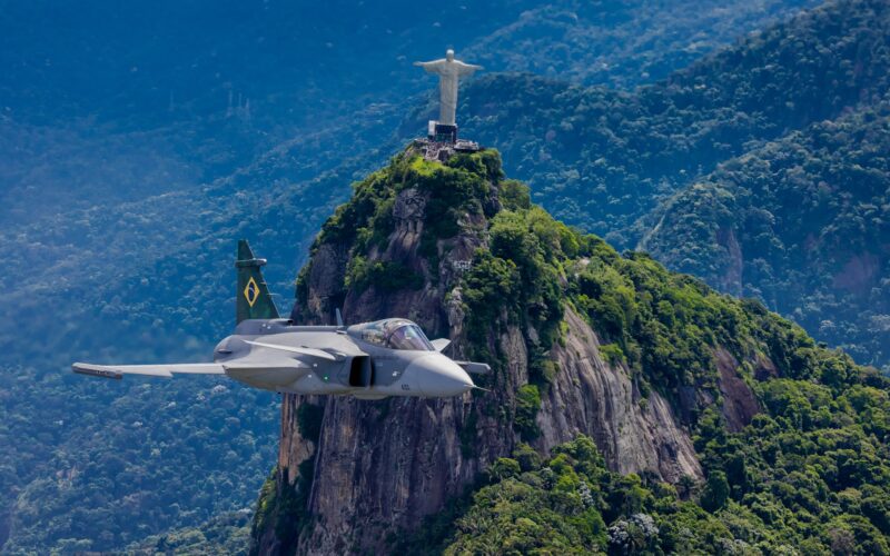 A Brazilian Saab Gripen E fighter jet