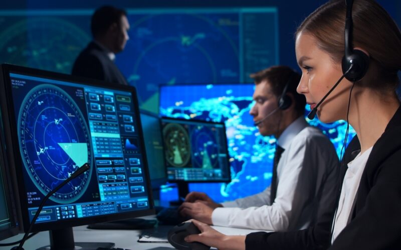Workplace,Of,The,Air,Traffic,Controllers,In,The,Control,Tower.