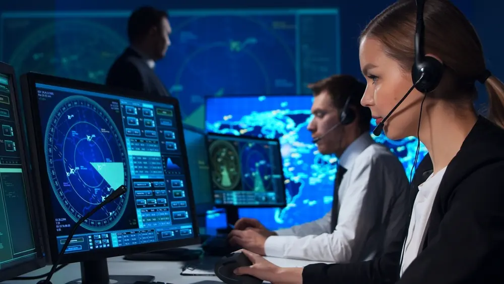 WorkplaceOfTheAirTrafficControllersInTheControlTower Workplace,Of,The,Air,Traffic,Controllers,In,The,Control,Tower.