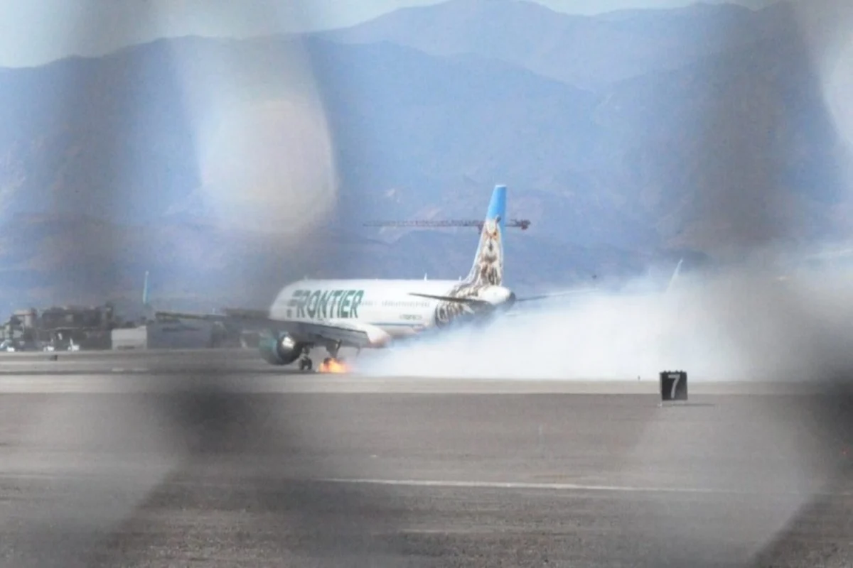 Frontier Airlines brake fire Las Vegas Frontier Airlines brake fire Las Vegas