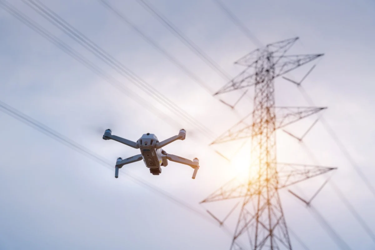 A drone flying A drone flying