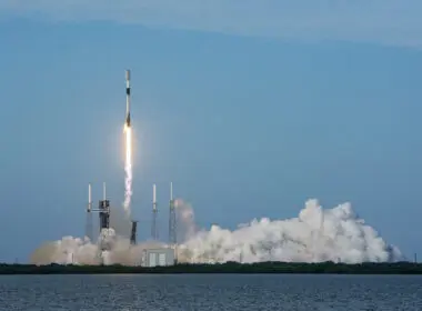 Starlink internet satellites aboard a Falcon 9 rocket