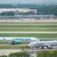 Frontier and American Airlines aircraft