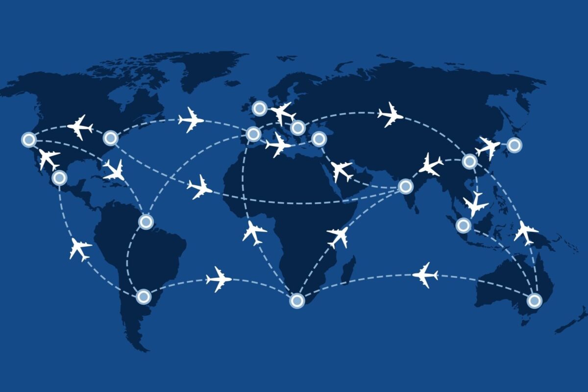 Map with flight routes Map with flight routes