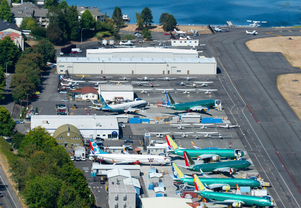 Multiple Boeing 737 MAX and NG parked at Renton Airport Multiple Boeing 737 MAX and NG parked at Renton Airport