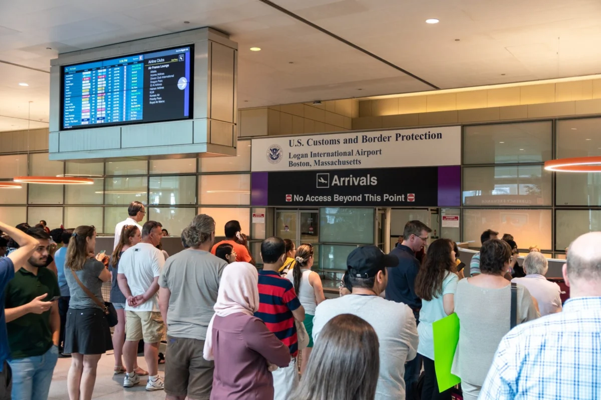 Interior of the Arrivals hall at Logan International Airport