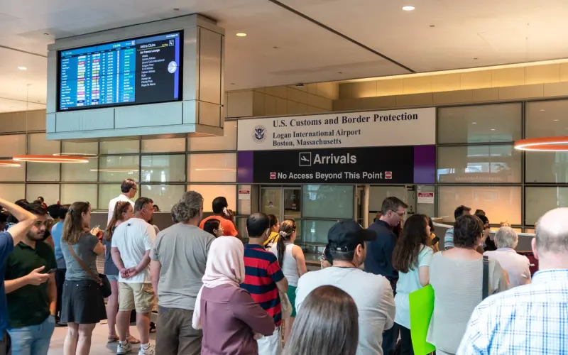 Interior of the Arrivals hall at Logan International Airport