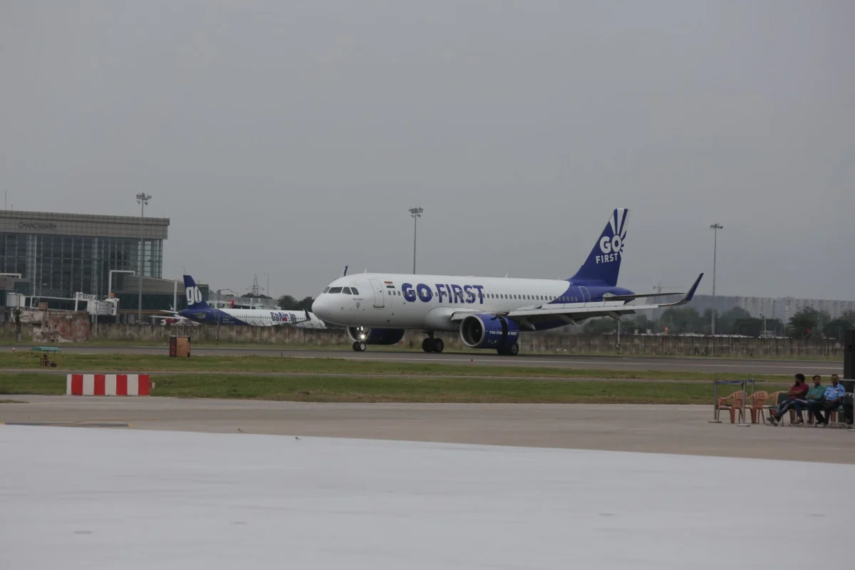 Go First plane Shaheed Bhagat Singh International Airport Go First plane Shaheed Bhagat Singh International Airport