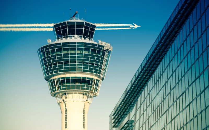 Flights,Management,Air,Control,Tower,And,Passenger,Terminal,In,Munich