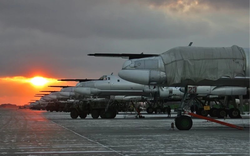Lineup of Tu-95 at Engels Air Base