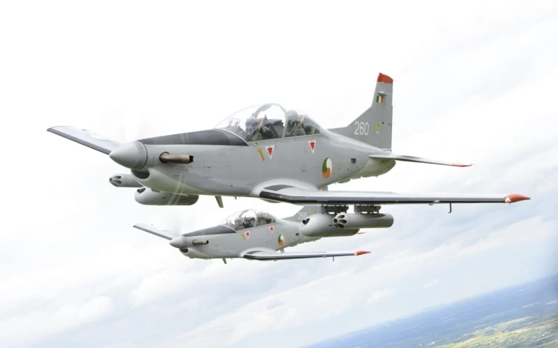 Pilatus PC-9 of the Irish Air Corps flying in formation