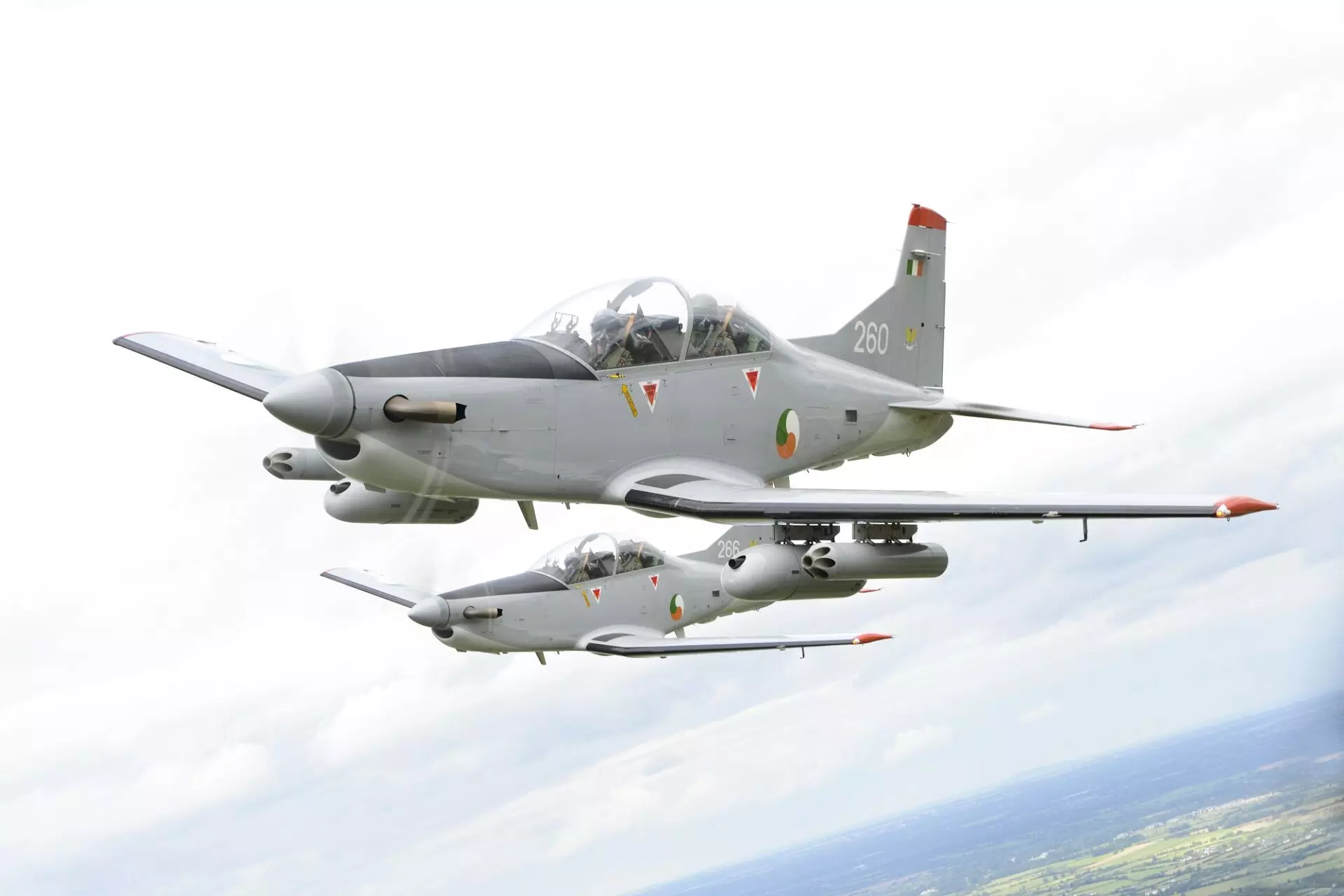 Pilatus PC-9 of the Irish Air Corps flying in formation
