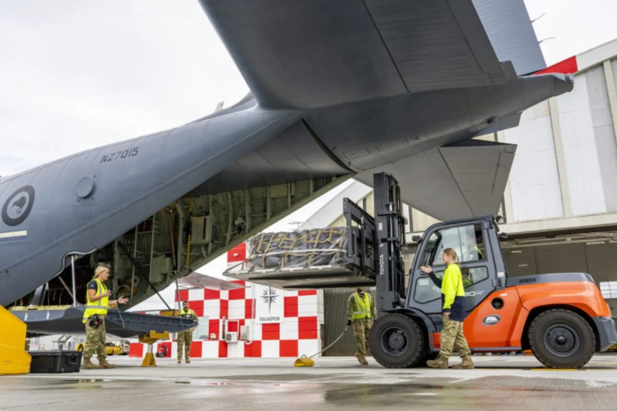 RNZAF C130J delivering medical chairs