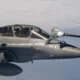 French Rafale B fighter jet receives aerial refueling