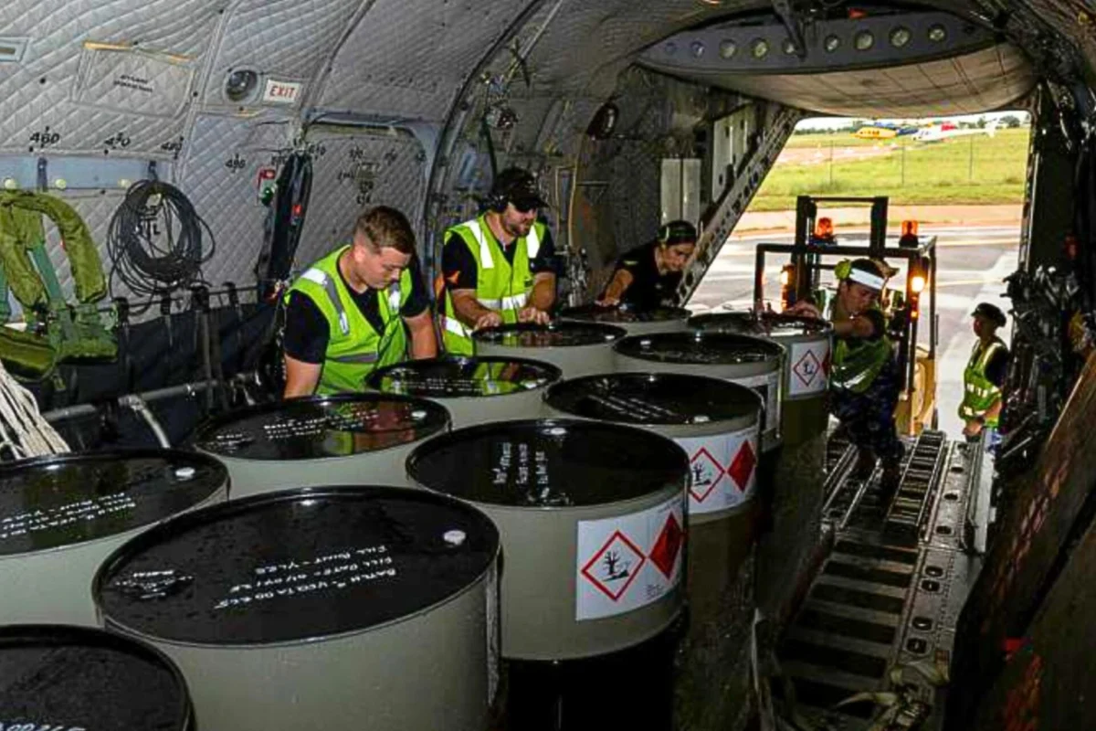 RAAF transporting fuel to Queensland on C-27J