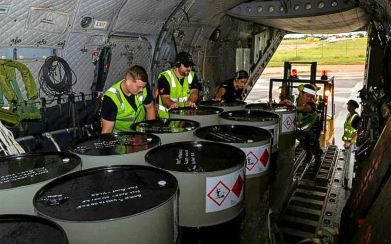 RAAF transporting fuel to Queensland on C-27J