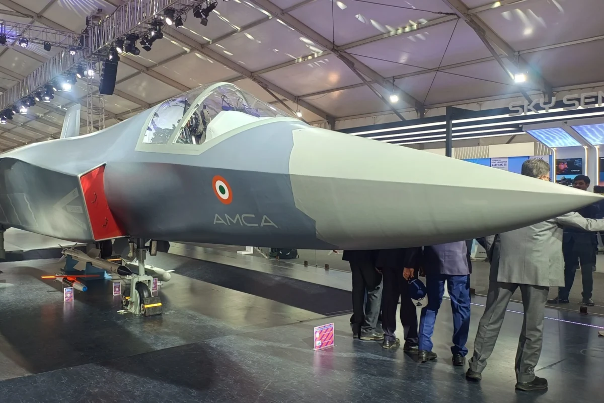 A model of the AMCA Indias own stealth fighter jet A model of the AMCA, India's own stealth fighter jet