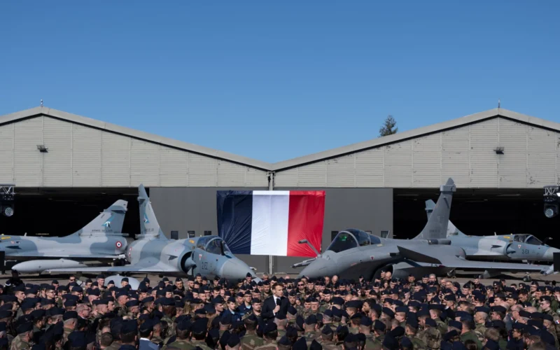 French President Emmanuel Macron visit at Luxeuil Air Force Base