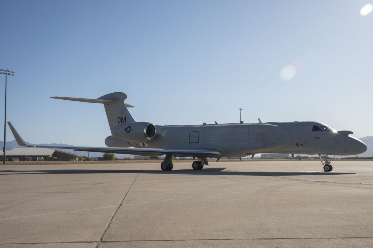 USAF EA-37B Compass Call takes flight