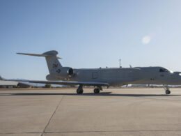 USAF EA-37B Compass Call takes flight