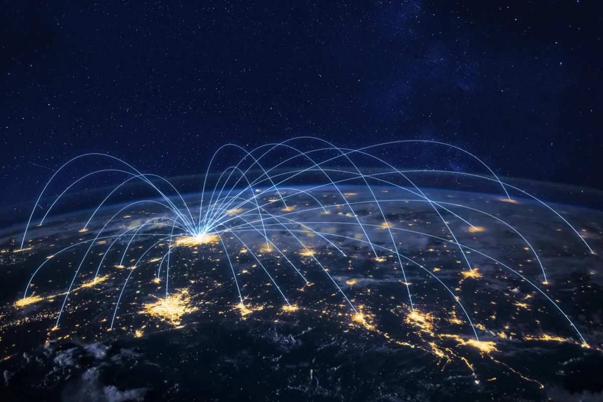 Representation of route network on the globe Representation of route network on the globe