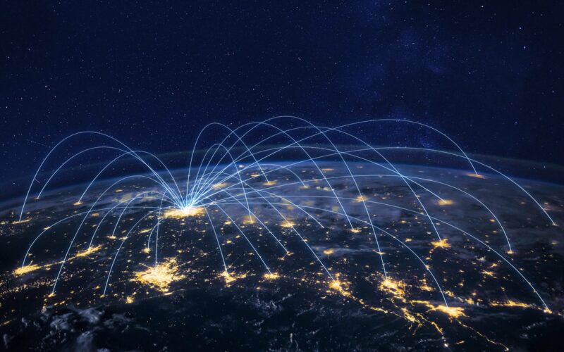 Representation of route network on the globe
