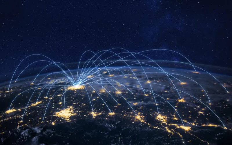 Representation of route network on the globe