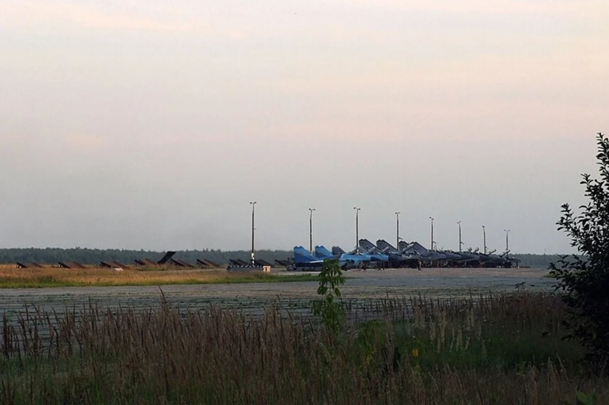 Russian military aircraft on the flight line at Airbase Savasleyka