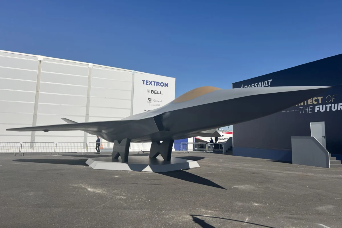 The FCAS model at the Dassault booth during Paris Air Show 2025