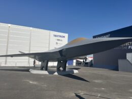 The FCAS model at the Dassault booth during Paris Air Show 2025