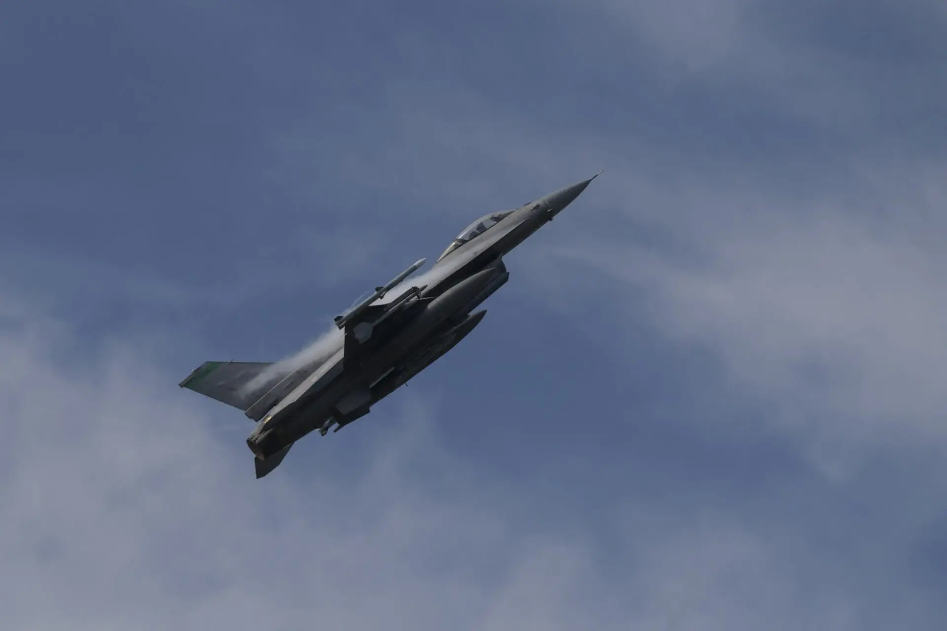 A US Air Force F 16 Fighting Falcon from the 180th Fighter Wing