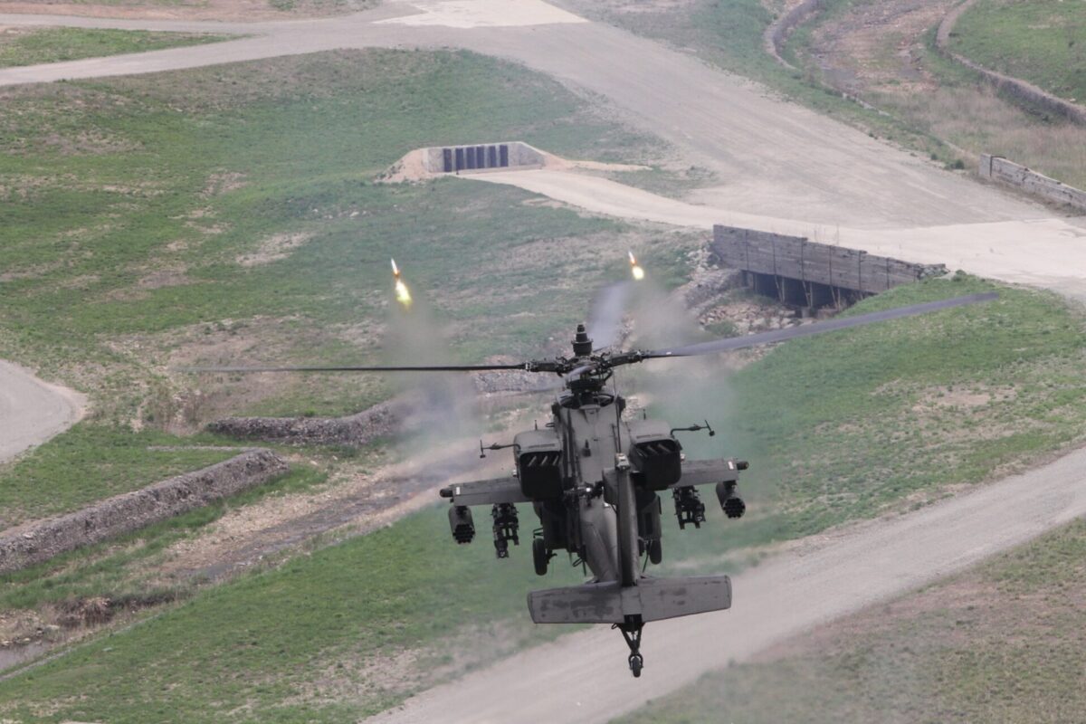 A US Army AH 64 Apache during training in South Korea