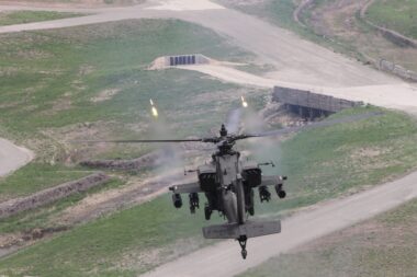 A US Army AH 64 Apache during training in South Korea