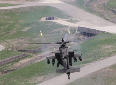 A US Army AH-64 Apache during training in South Korea