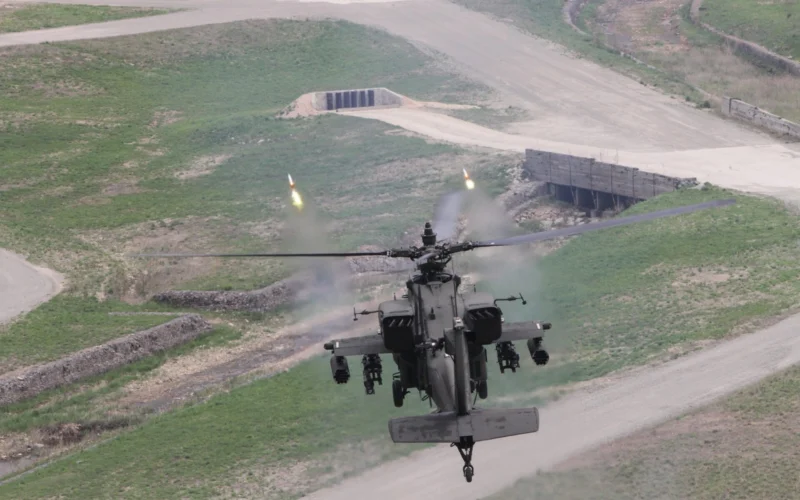 A US Army AH 64 Apache during training in South Korea