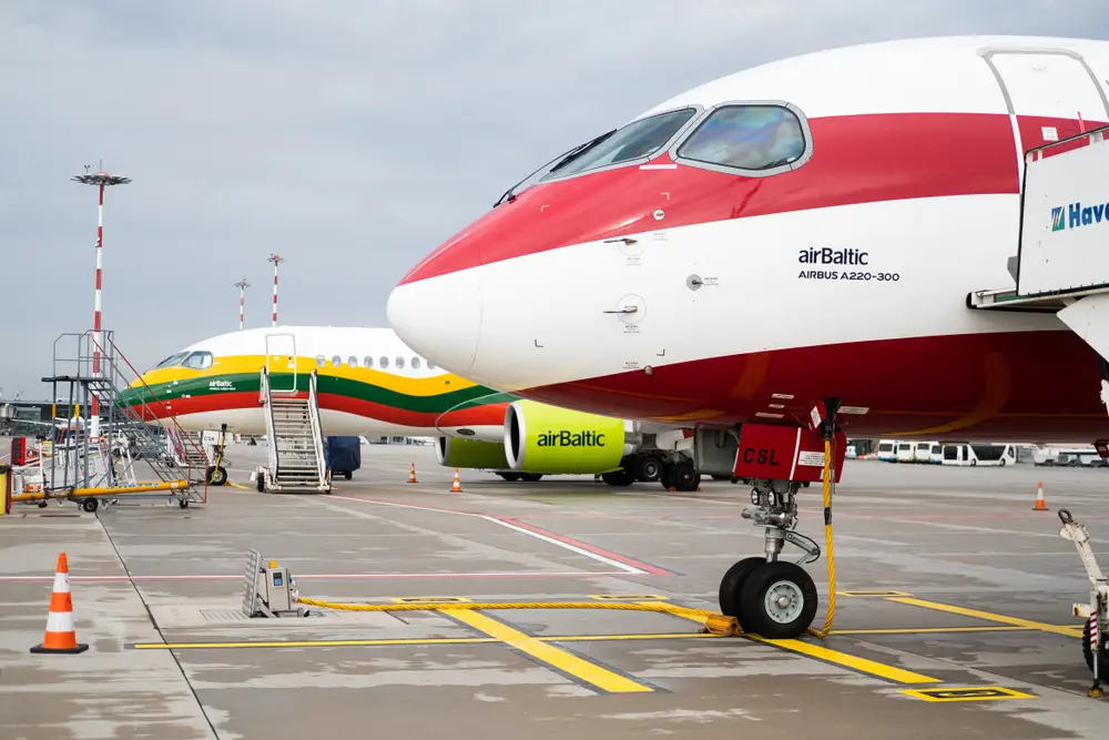 RigaLatvia September102019AirbalticAirbusA220 300Aircraft airBaltic