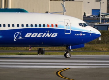 Boeing 737 MAX 10 experimental aircraft on runway in company colors
