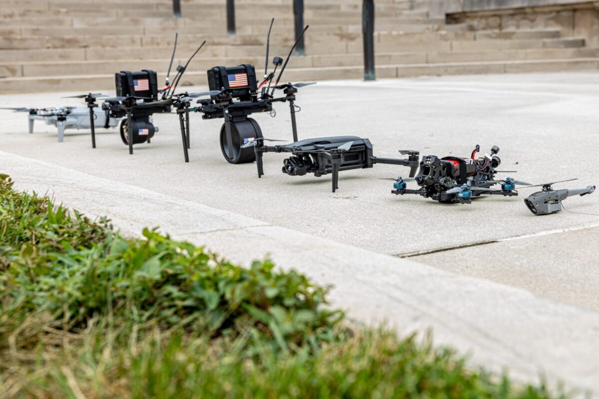 Small drones lined up by the US Pentagon