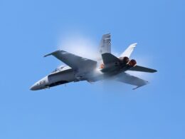 Spanish Air Force F 18 Hornet fighter jet at Gijon