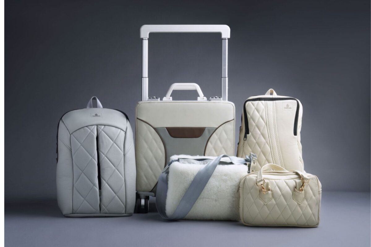 Emirates bags made from upcycled aircraft interiors
