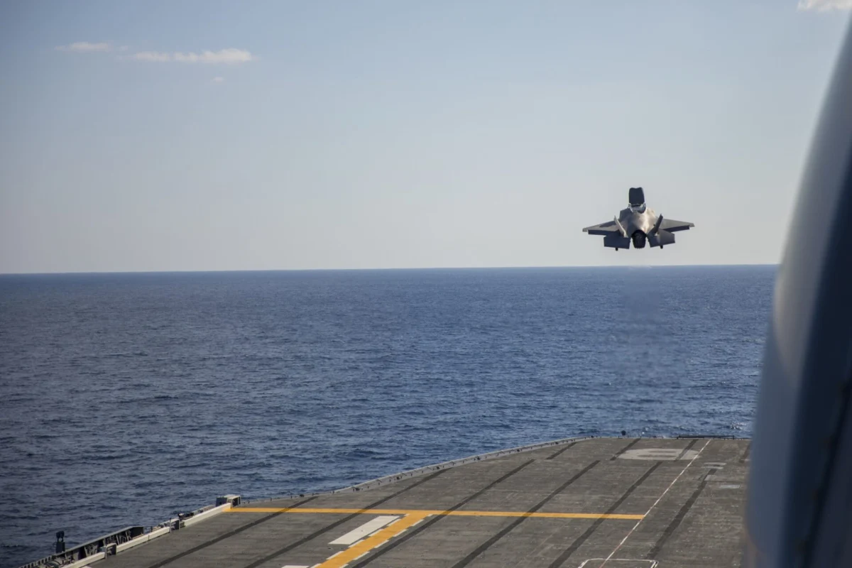 US Marine Corps F 35B Lands on JS Izumo US Marine Corps F 35B Lands on JS Izumo