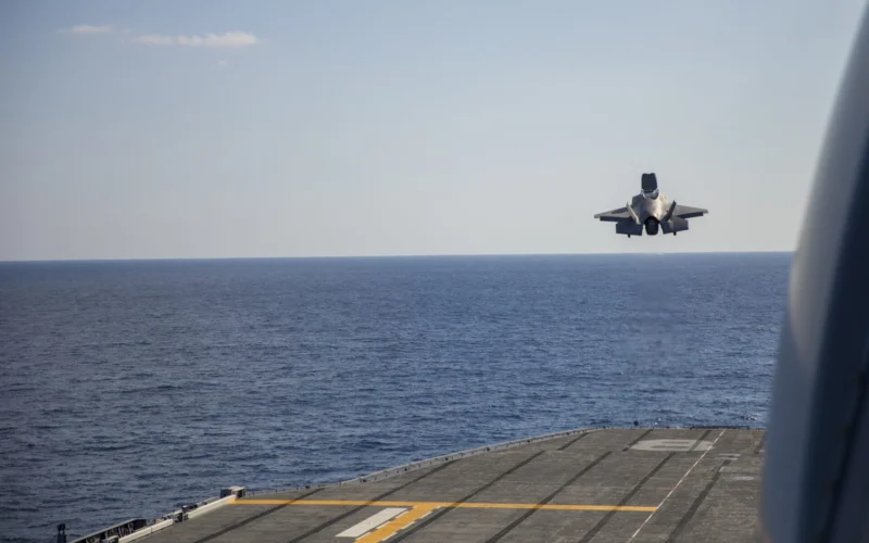 US Marine Corps F 35B Lands on JS Izumo