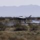 A YFQ 42A Collaborative Combat Aircraft lands after a test flight at a California test location