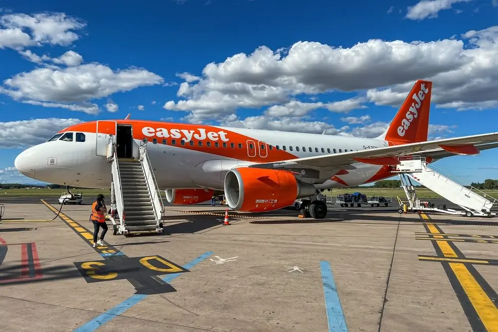 MontpellierFrance August222022theAirplaneOfEasyjetAirlinesStaying Montpellier,,France-,August,22,,2022:the,Airplane,Of,Easyjet,Airlines,Staying