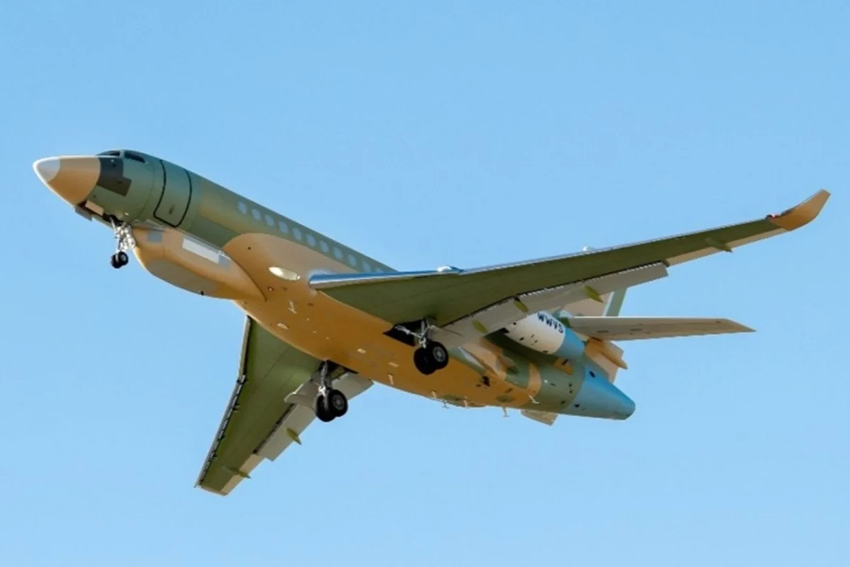 Frances Falcon 8X based Archange intelligence aircraft performs maiden flight