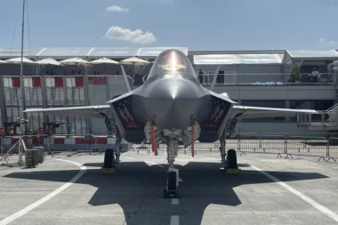 USAF Lockheed Martin F 35 fighter jet at Paris Air Show 2025